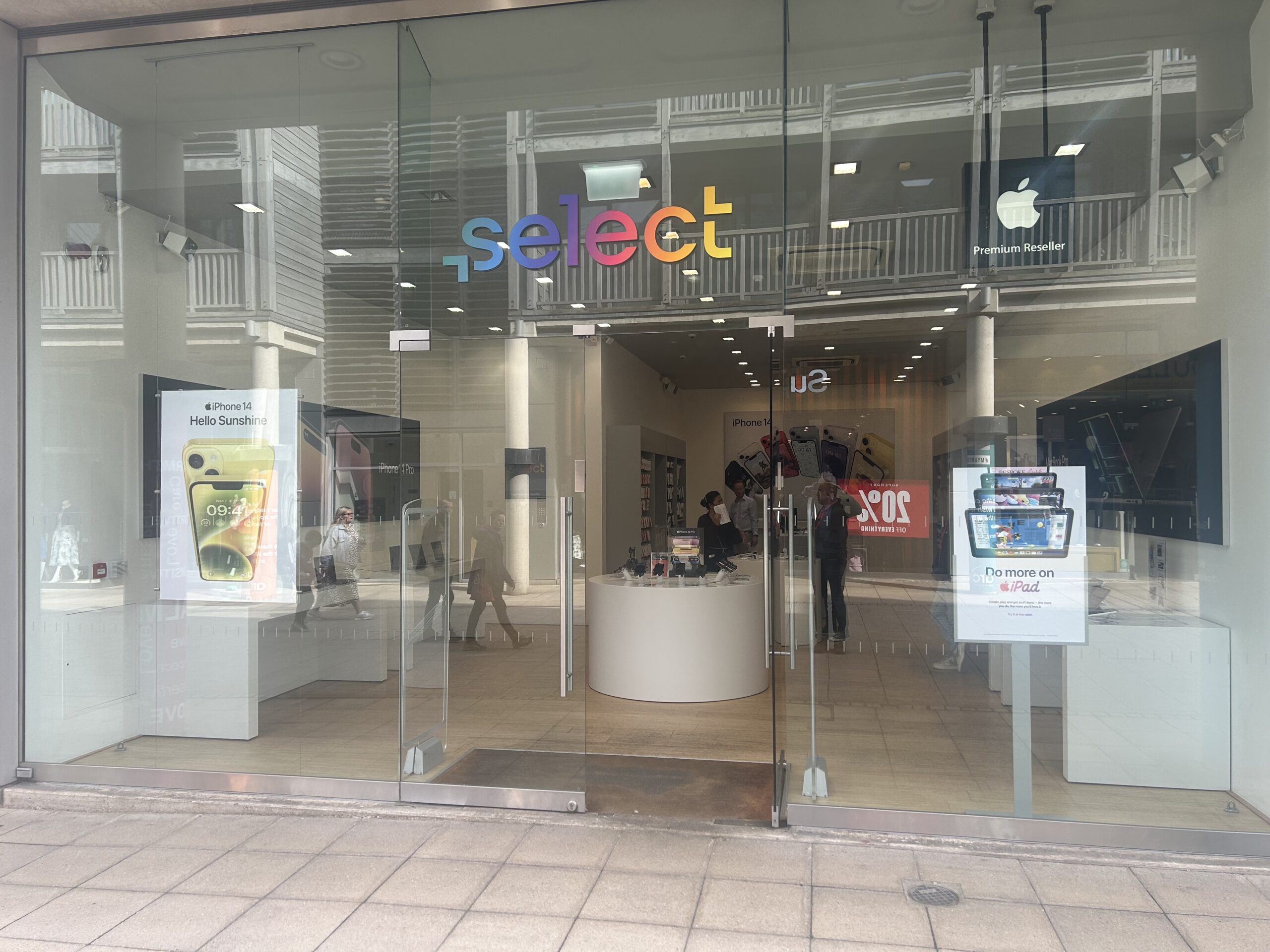 The glass exterior of the select store
