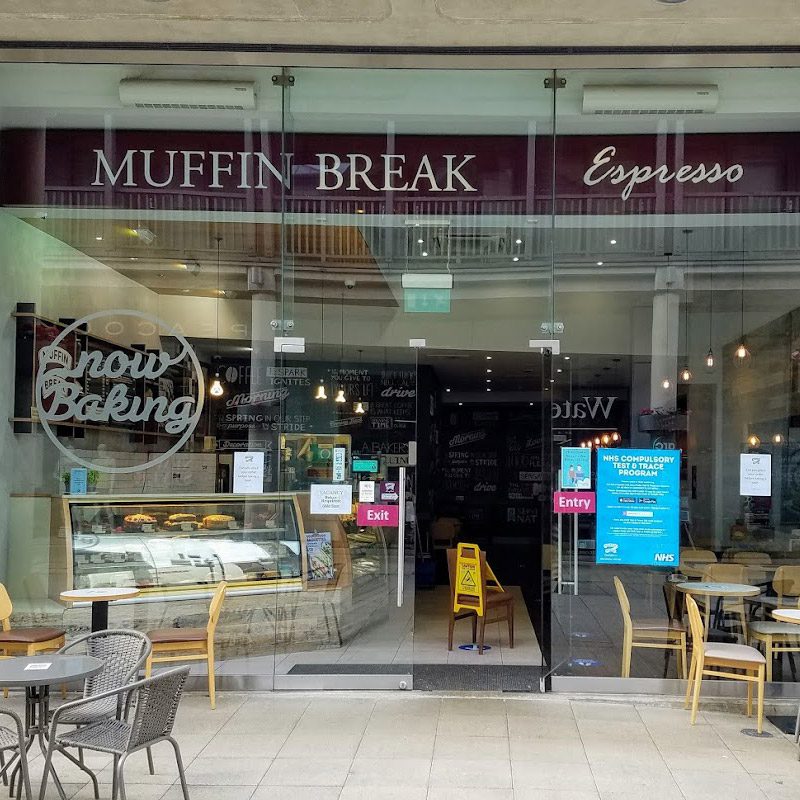 Glass front exterior of Muffin Break