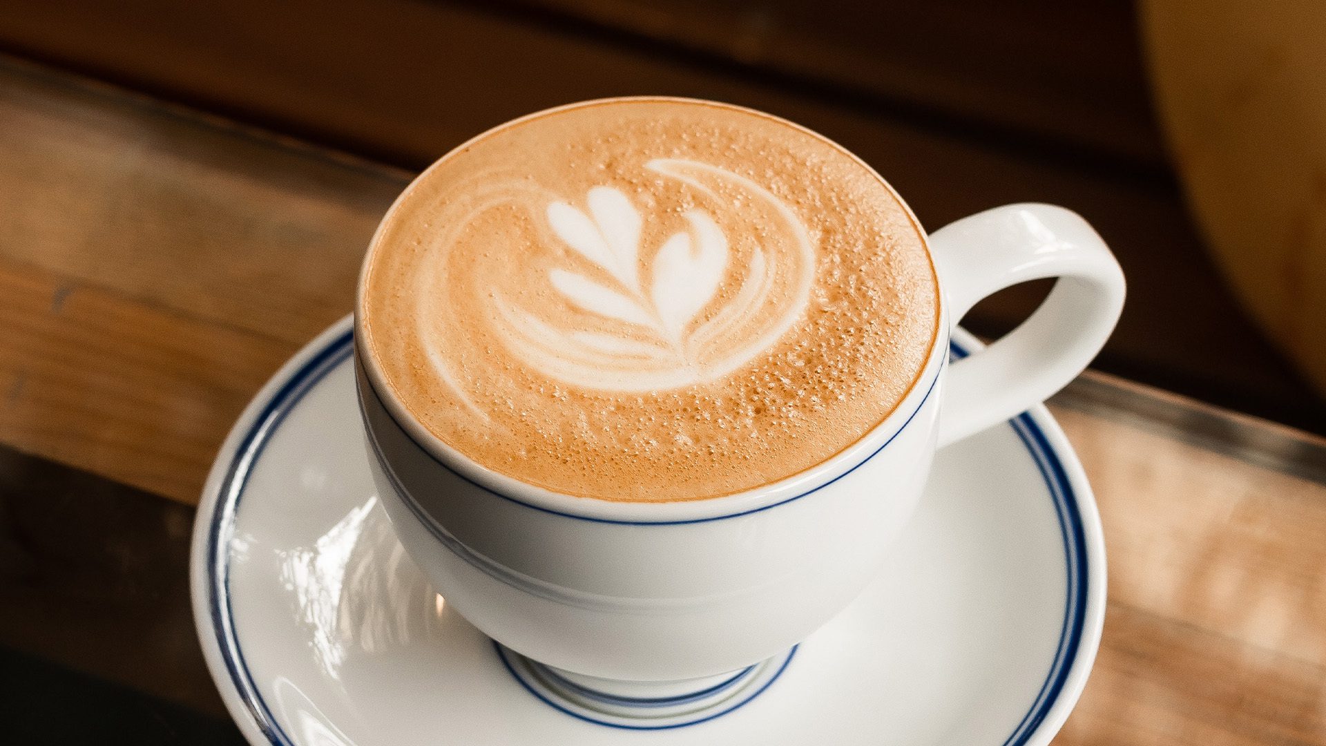 coffee with foam art in a mug